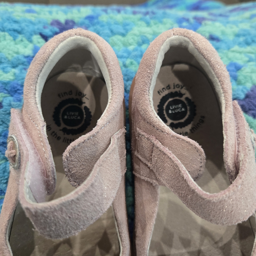 Livie & Luca Kids' Pink Suede Mary Jane Shoes Size 10